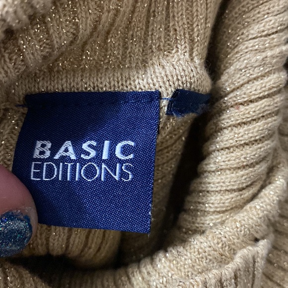 Basic Edition gold sparkly turtleneck sweater - Size Medium - Picture 5 of 9
